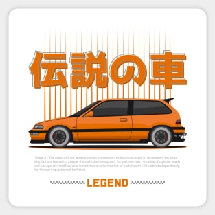 Midnight Racer Orange Kanjo EF JDM Sticker